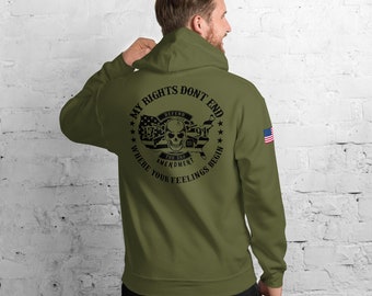 Mijn rechten eindigen niet waar je gevoelens beginnen Sweatshirt, verdedig je rechten trui, shirt American Pride, cadeaus voor hem, vuurwapenliefhebbers