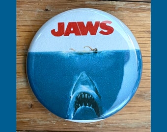 Jaws 1.25" pinback button, shark, movie pins