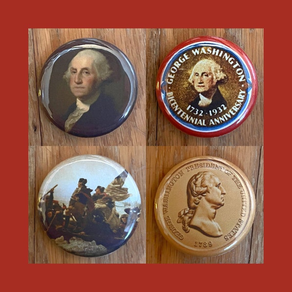 George Washington 4 pin set, presidential, American, patriot, US President buttons