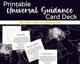 Universal Guidance Printable Oracle Card Deck, Printable Fortune Teller Cards, Oracle Cards, Affirmation Cards, Instant Download, PDF