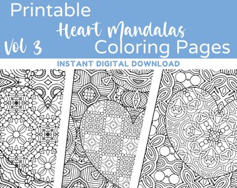 Heart Mandala, Mandala Coloring, Adult Coloring Pages, Coloring Sheets, Printable Coloring, Valentines Coloring, Adult Coloring PDF