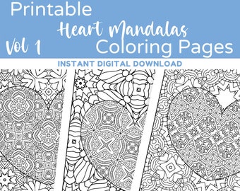 Heart Mandala, Mandala Coloring, Adult Coloring Pages, Coloring Sheets, Printable Coloring, Valentines Coloring, Adult Coloring PDF