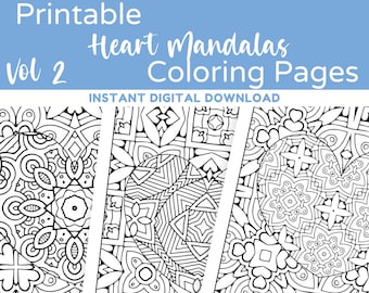 Heart Mandala, Mandala Coloring, Adult Coloring Pages, Coloring Sheets, Printable Coloring, Valentines Coloring, Adult Coloring PDF