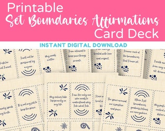 Setting Boundaries, Printable Affirmations, Affirmation Deck, Daily Affirmation, Motivational Cards, Self Care Printable, Self Healing