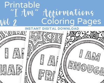 Printable Affirmations Coloring Pages, Digital Coloring Pages, Adult Coloring Page, Meditation Coloring, Motivational, Instant Download, PDF