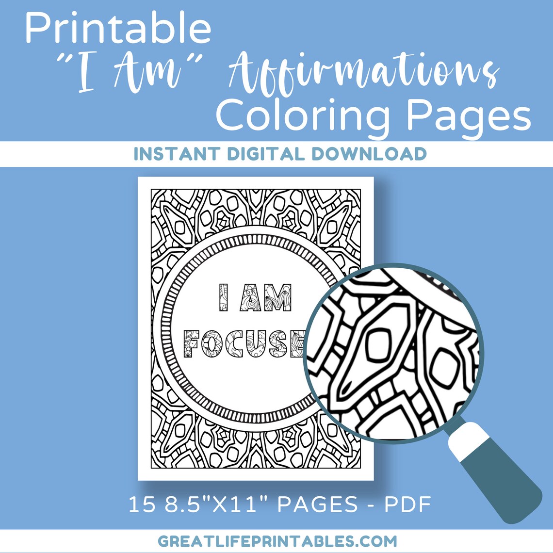 Printable Affirmations Coloring Pages, Digital Coloring Pages, Adult ...