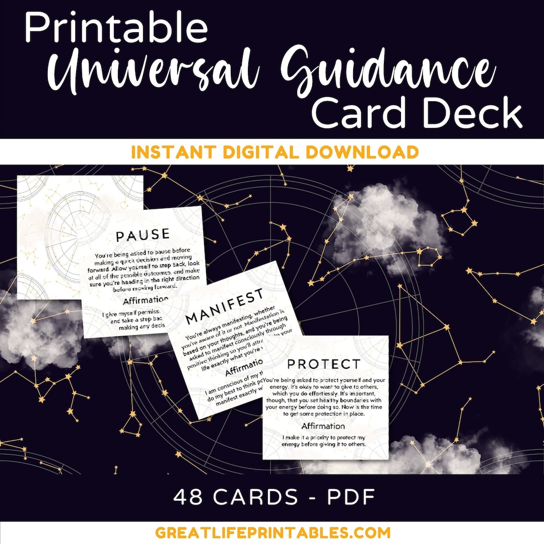 Universal Guidance Printable Oracle Card Deck, Printable Fortune Teller