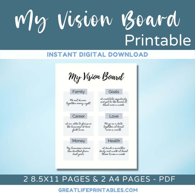 My Vision Board Printable Template Minimalist Printable - Etsy