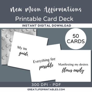 Neumond Affirmationen, positive Affirmationen, Affirmationen zum Ausdrucken, Affirmations Deck, Affirmation Karte, Minimalistische Karten, Manifestierende Karte