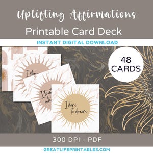 Afirmaciones edificantes, Afirmaciones imprimibles, Baraja de afirmaciones, Tarjetas Oracle, Afirmación diaria, Tarjetas motivacionales, Afirmación positiva