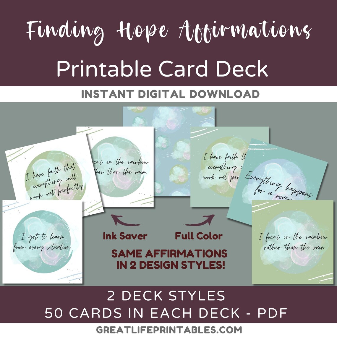 Finding Hope, Printable Affirmations, Affirmation Deck, Oracle Cards ...