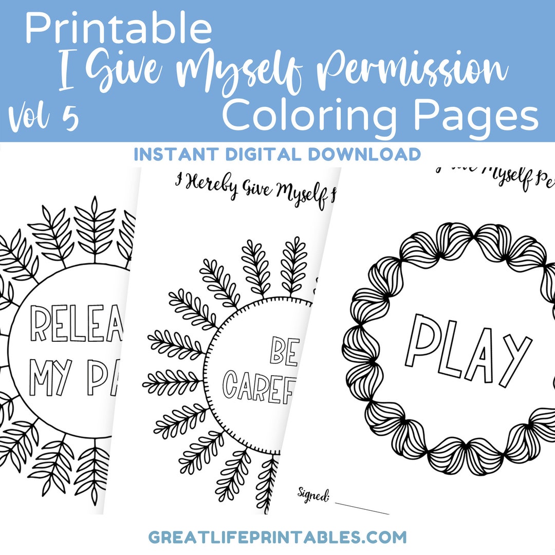 Printable Permission Slip Coloring Pages Vol 5 Gift for Moms - Etsy