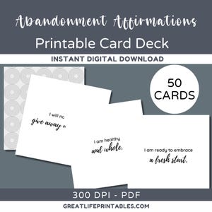 Abandonment Affirmations, Trauma Healing, Printable Affirmations, Affirmation Deck, Affirmation Cards, Minimalist Cards, Self Love