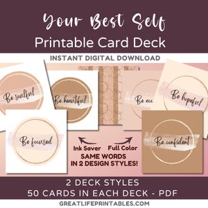 Your Best Self, Affirmation Cards, Affirmation Deck, Oracle Deck, Printable Deck, Self Care Printable,  Affirmation Card Set, Self Love