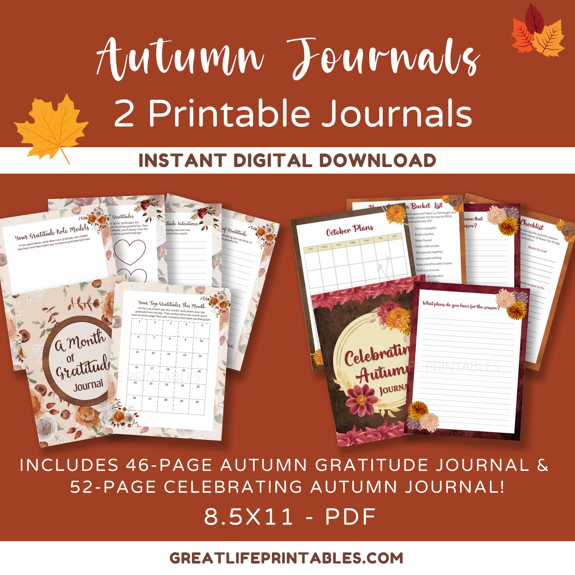 Fall Journal Printable, Autumn Journal, Writing Prompt Journal ...