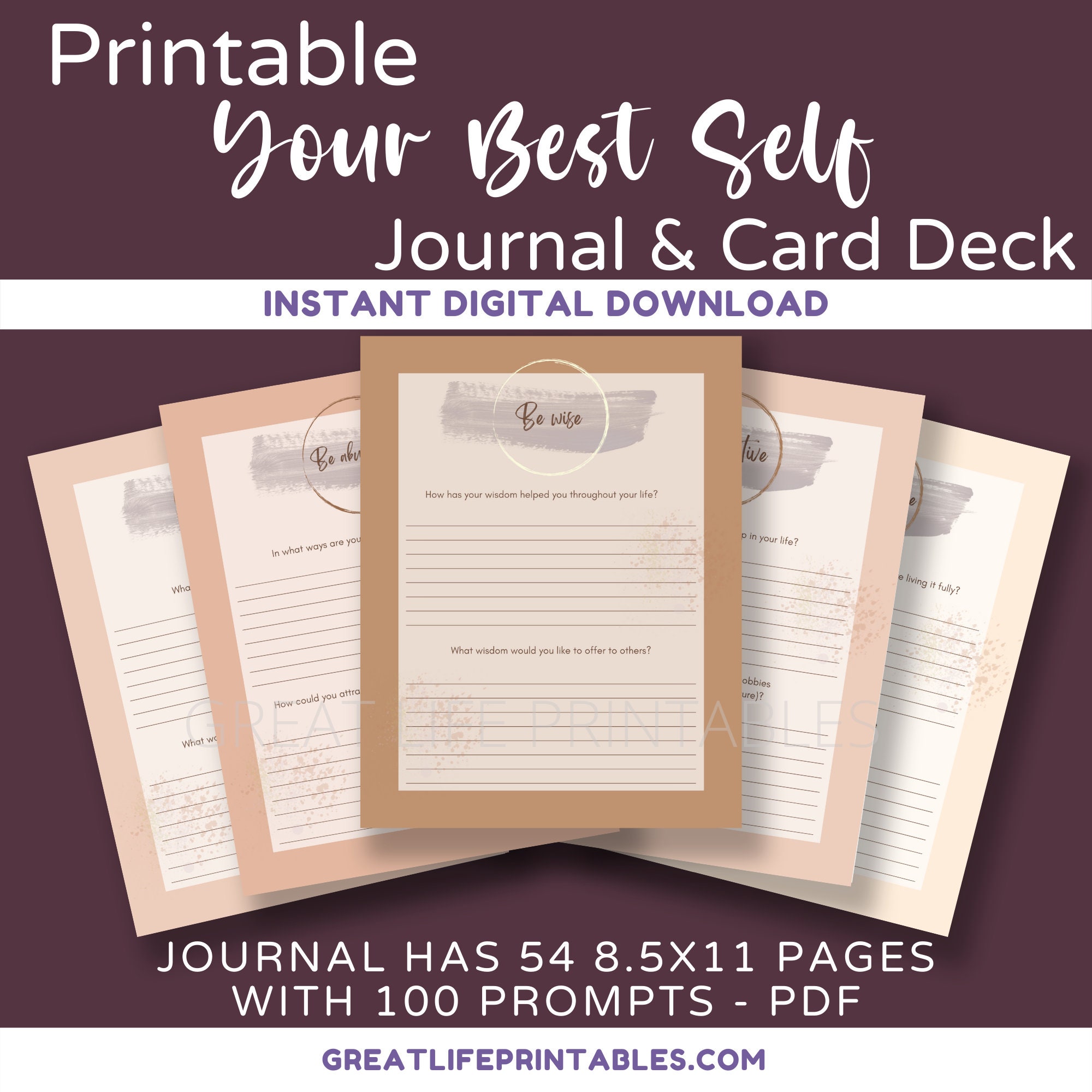 Your Best Self Printable Journal Journal Prompts - Etsy
