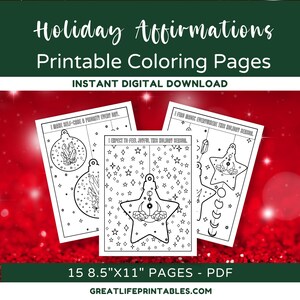 Holiday Affirmations, Holiday Coloring Pages, Printable Coloring Pages, Adult Coloring Page, Christmas Affirmations, Christmas Coloring Page