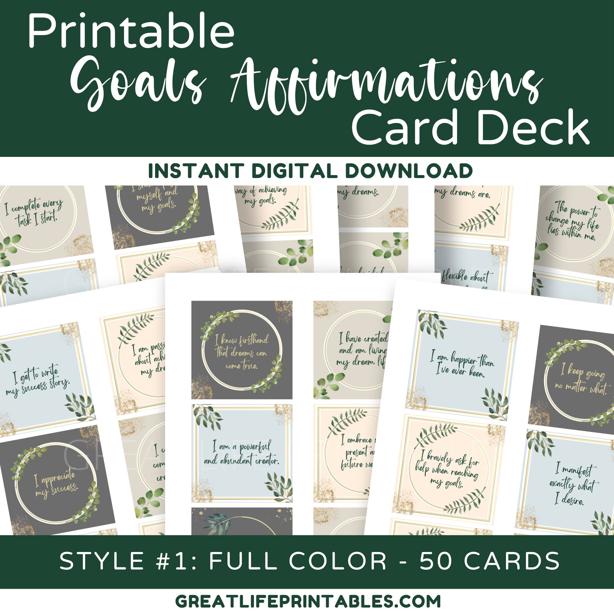 Goal Setting, Printable Affirmations, Affirmation Deck, Daily ...