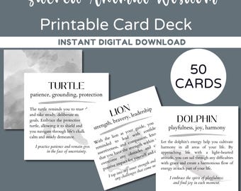 Sacred Animal Wisdom Printable Oracle Cards, Affirmation Cards, Positive Affirmations, Printable Card Deck, Printable Fortune Teller Cards