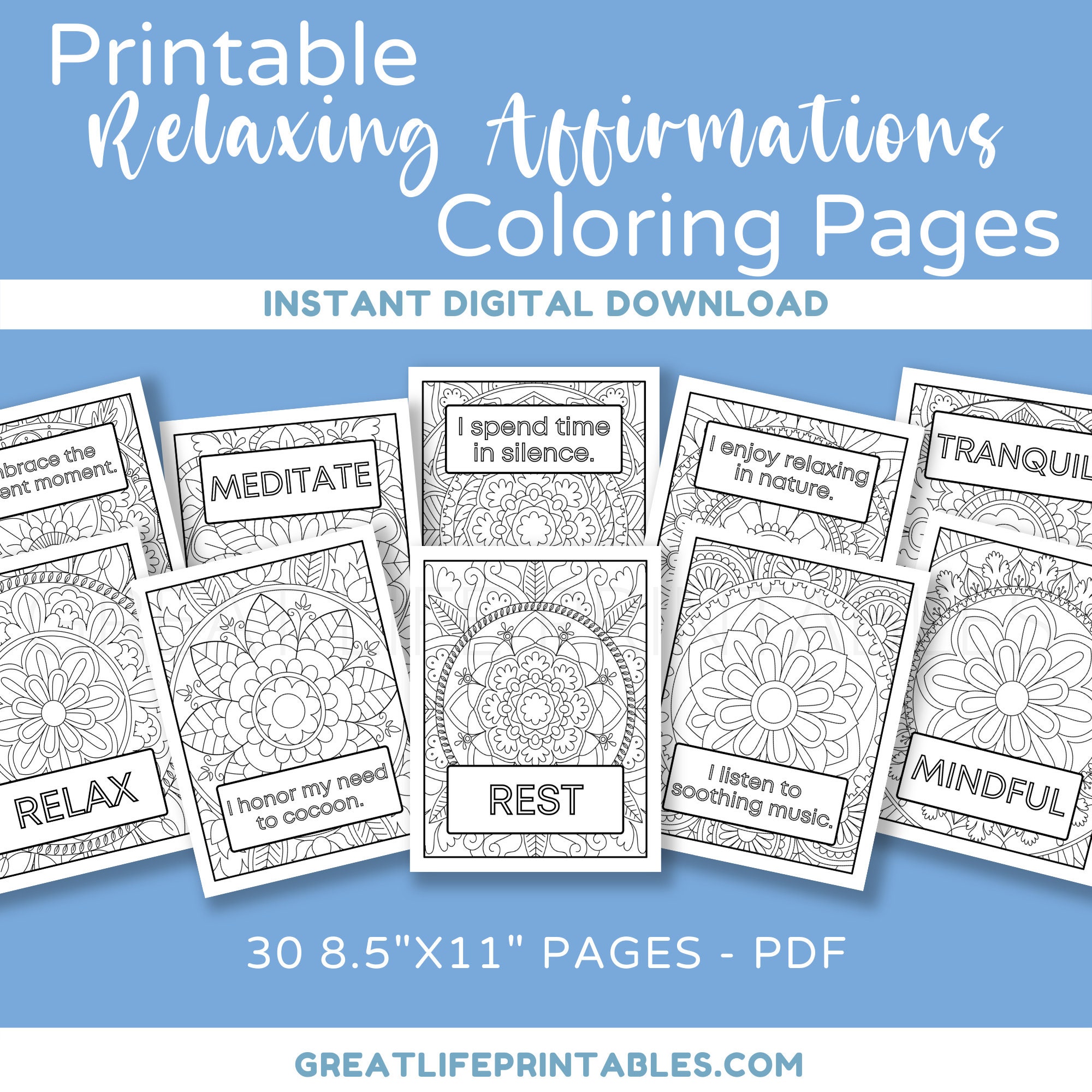 Printable Affirmation Coloring Pages, Relaxing Coloring Pages, Adult ...