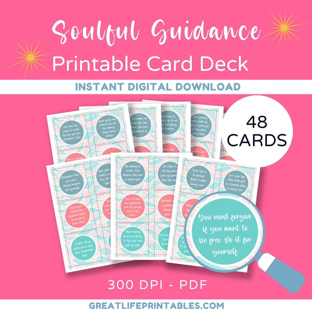 Printable Soulful Guidance Card Deck, Guidance Oracle Cards ...