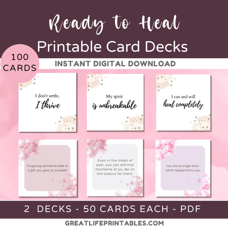 Ready to Heal Bundle, Affirmation Deck, Affirmation Cards, Oracle Deck ...