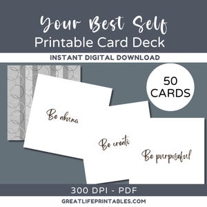 Su mejor yo, Tarjetas de afirmación, Baraja de afirmaciones, Baraja Oracle, Baraja imprimible, Cuidado personal imprimible, Baraja de cartas minimalista, Amor propio