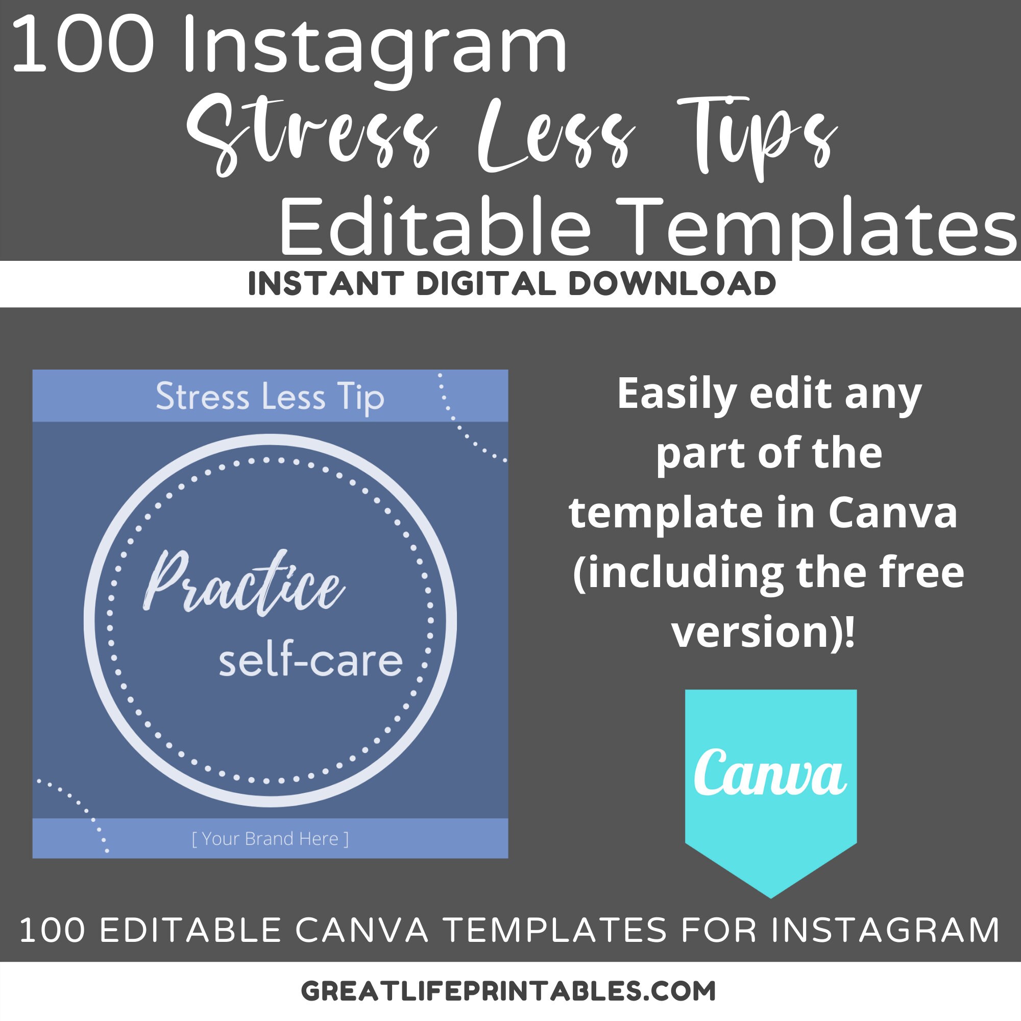 Stress Relief, Instagram Tips, Canva Instagram Template, Life Coach