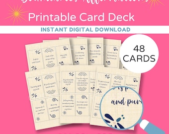 Setting Boundaries, Printable Affirmations, Affirmation Deck, Daily Affirmation, Motivational Cards, Self Care Printable, Self Healing