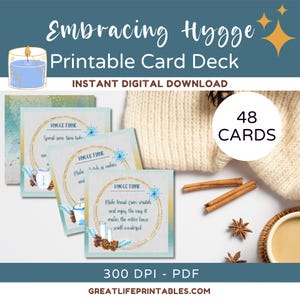 Hygge Printable Card Deck, Hygge Geschenk, Selbstfürsorge Karten, Winter Geschenke für Frauen, gemütliche Geschenke, entspannende Geschenke, sofort Download, PDF