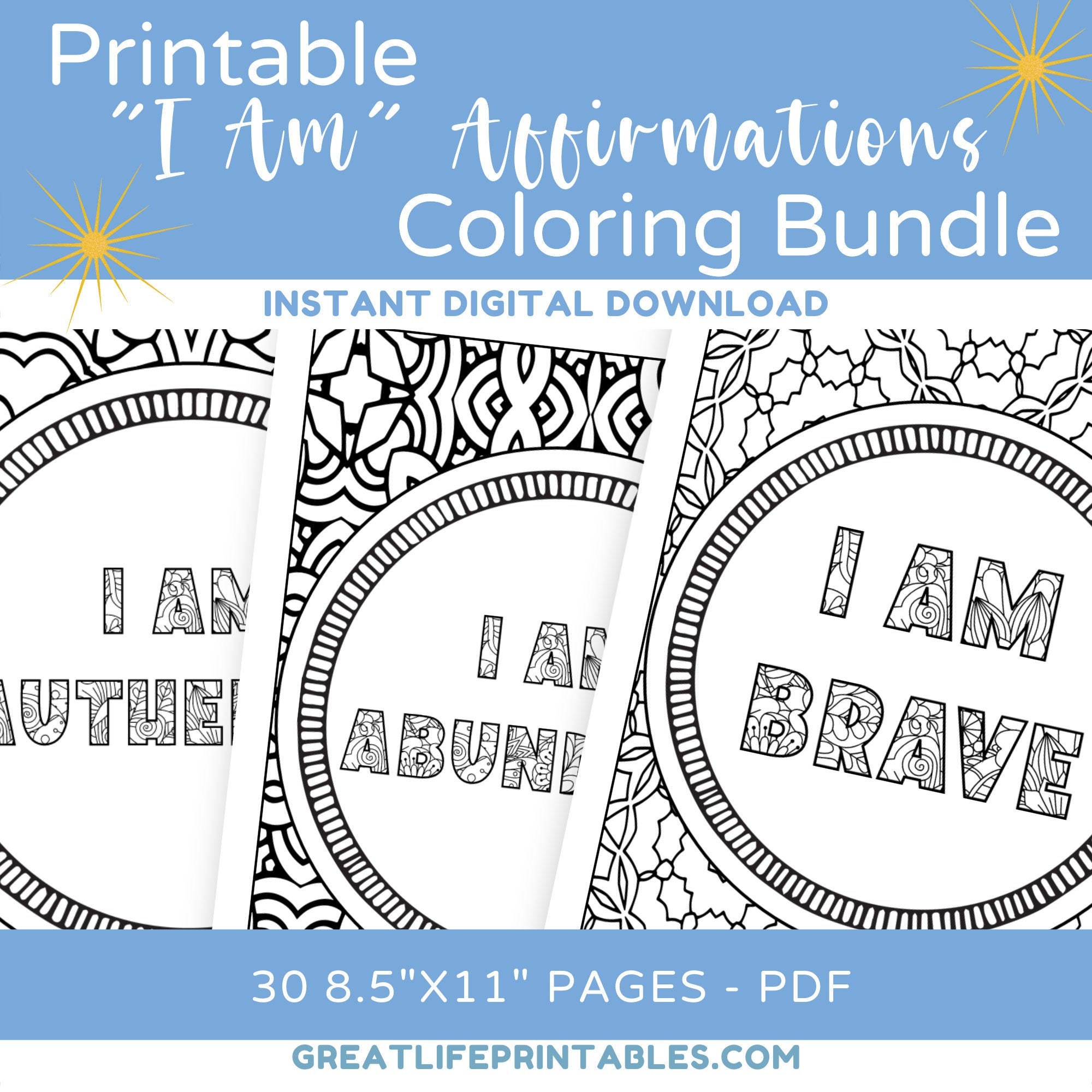 Printable Affirmations Coloring Pages, Digital Coloring Pages, Adult ...