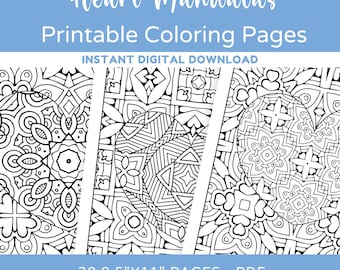Heart Mandala, Mandala Coloring, Adult Coloring Pages, Coloring Sheets, Printable Coloring, Valentines Coloring, Adult Coloring PDF