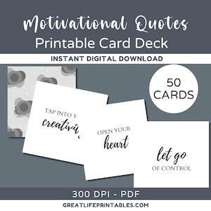 Tarjetas motivacionales, Baraja de cartas imprimible, Citas inspiradoras, Tarjetas de cotización positiva, Baraja de cartas minimalista, Citas positivas, Citas imprimibles