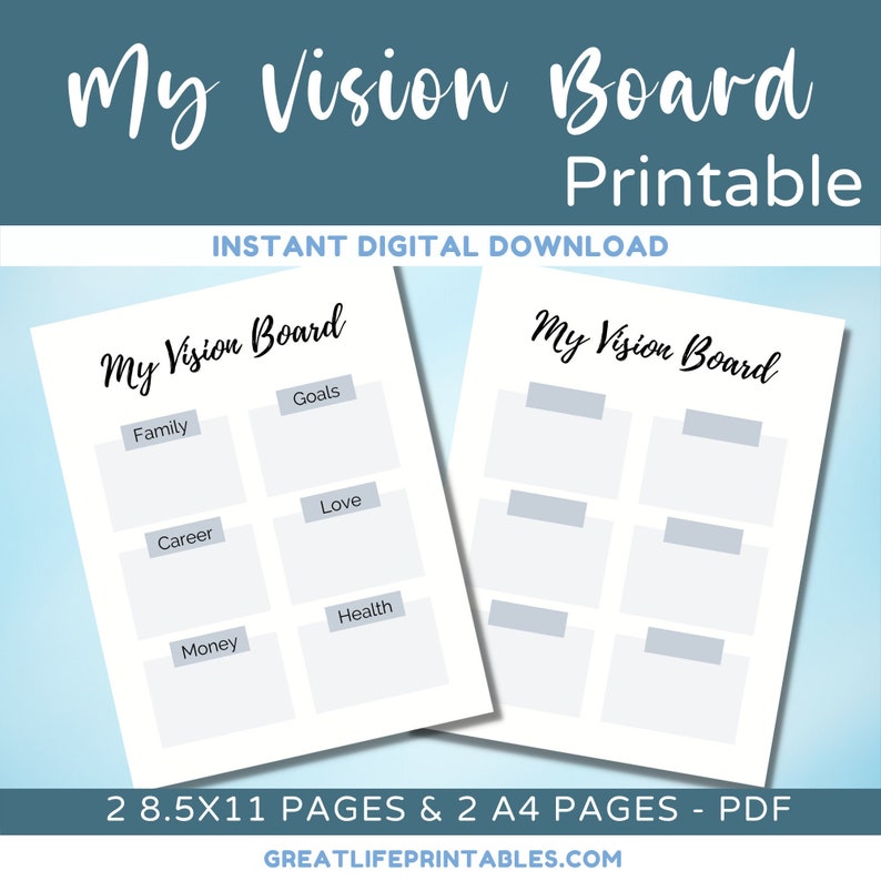 My Vision Board Printable Template Minimalist Printable - Etsy