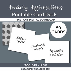 Alivio de la ansiedad, Tarjetas de ansiedad, Imprimibles de ansiedad, Afirmaciones imprimibles, Baraja de afirmaciones, Tarjetas de afirmación, Tarjetas minimalistas, Amor propio