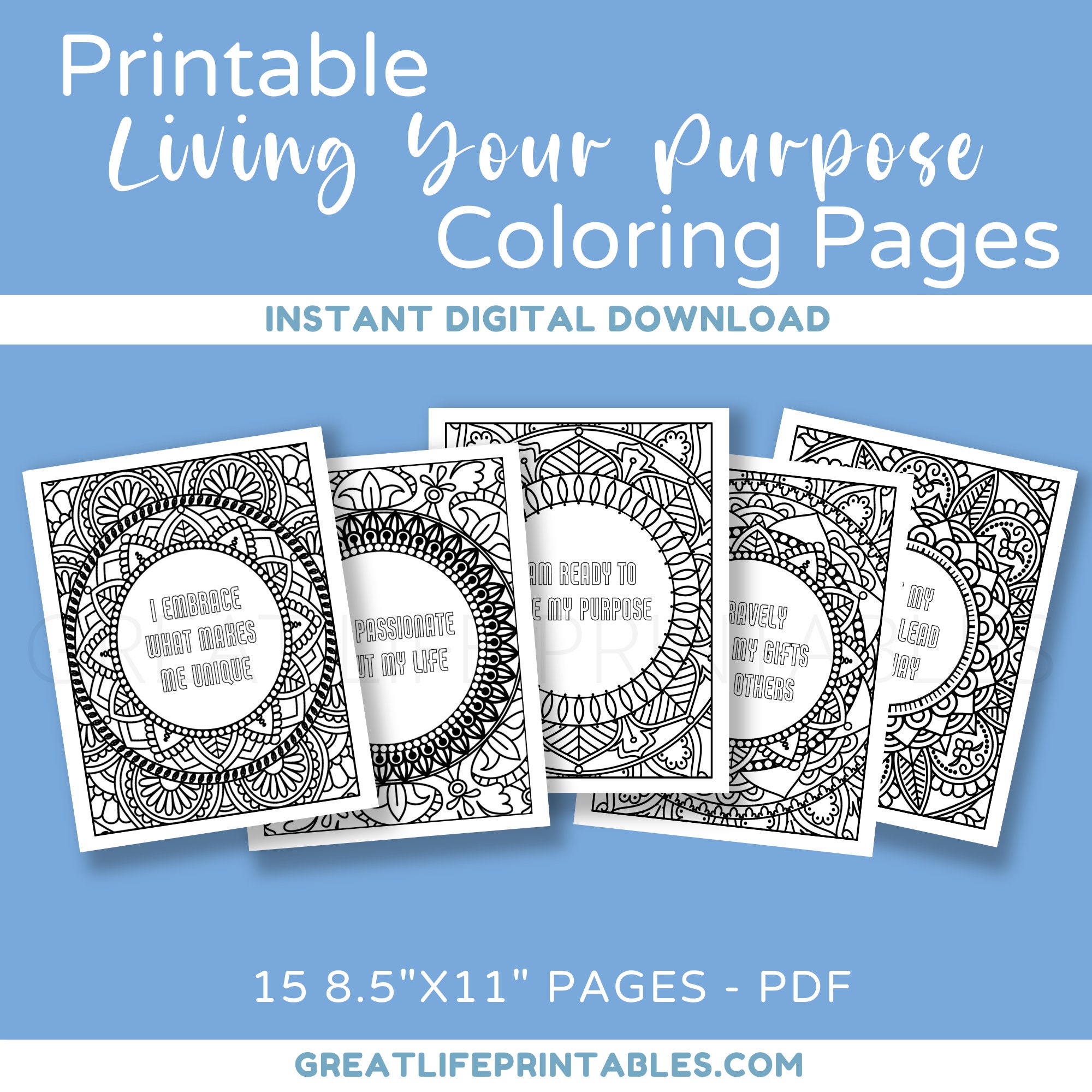 Printable Coloring Pages Affirmation Coloring Adult Coloring - Etsy