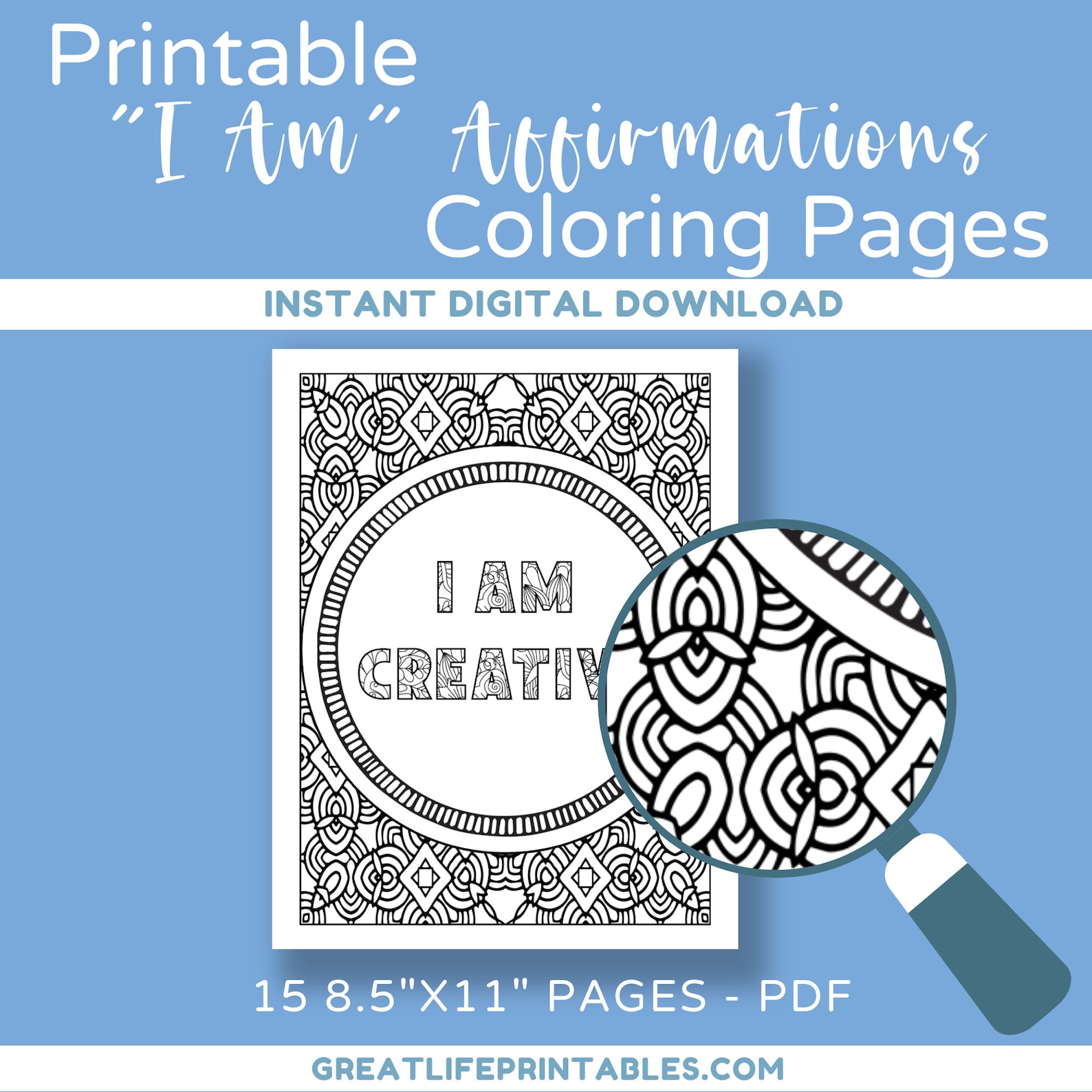 Printable Affirmations Coloring Pages, Digital Coloring Pages, Adult ...