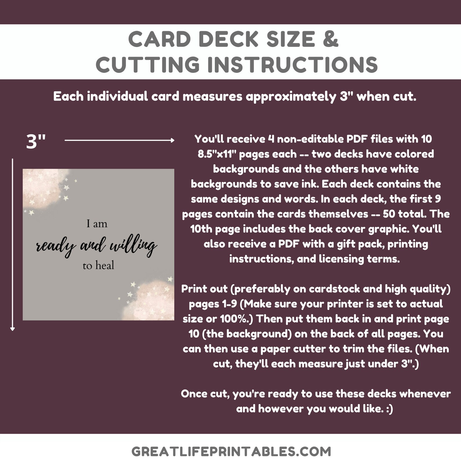 Ready to Heal Bundle, Affirmation Deck, Affirmation Cards, Oracle Deck ...