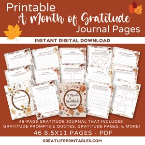 Gratitude Journal, Printable Journal, Autumn Journal, Journal Prompts ...