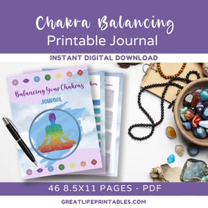 Chakra Printable, Printable Journal, Chakra Healing, Spiritual Journal, Self Care Journal, Chakra Balance, Seven Chakras, Chakra Meditation