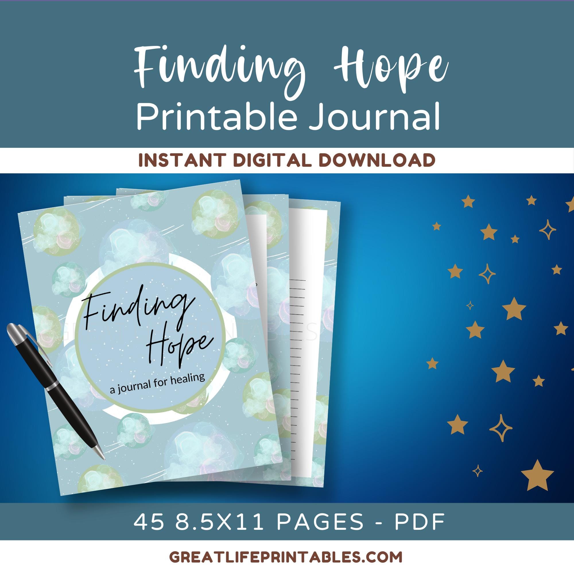Finding Hope, Printable Journal, Journal Prompts, Self Care Journal, Reflection Journal, Self Care Printable, Healing Journal, Self Love