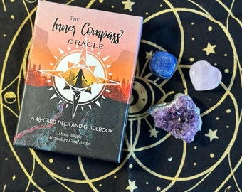 The Inner Compass Oracle & Crystal Bundle: Indie 48-Card Deck and Guidebook + Crystal Kit Featuring Amethyst, Lapis Lazuli, and Rose Quartz