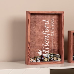 Custom Bottle Cap Box, Beer Lover Gift, Beer Bottle Cap Holder, Man Cave, Personalized Beer Cap Collection, Wooden Beer Cap Display