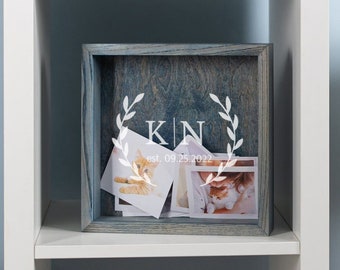 Custom Wedding Memory Box, Black Photo Box With Glass Lid, Keepsake Box For, Wood Photo Box, Photo Frame Gift, Engraved Print Box