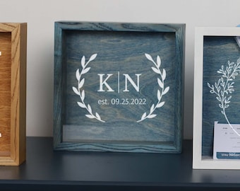 Ticket Shadow Box, Graduation Gift, Slot Top Ticket Box, Drop In Top, Ticket Holder, Shadow Box Ticket Keeper, Monogram Shadow Box