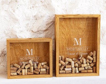 Cork Shadow Box, Wine Cork Holder, Wine Lover Gift, Wine Cork Keeper, Wine cork display, Gift for Couples, Wedding Gift, Groomsmen Gift