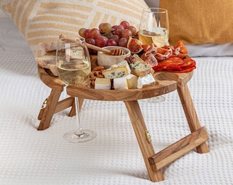 Outdoor Wooden Serving Tray, Wine and Cheese Table, Housewarming gift, Sommelier Wine Board, Wine Picnic Table