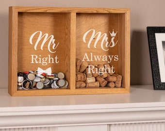 Beer and Wine Lover, Gift For Him and Her, Custom Beer Cap and Wine Cork Holder Box, Man Cave Wall Decor, Personalized Wine Cork Collector