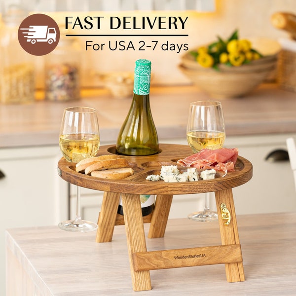 Beach wine table, New Home Gift, Wine Lover Gift, Outdoor Entertaining, Outdoor Table, Hardwood Wine Table Charcuterie, Picnic Table Unique