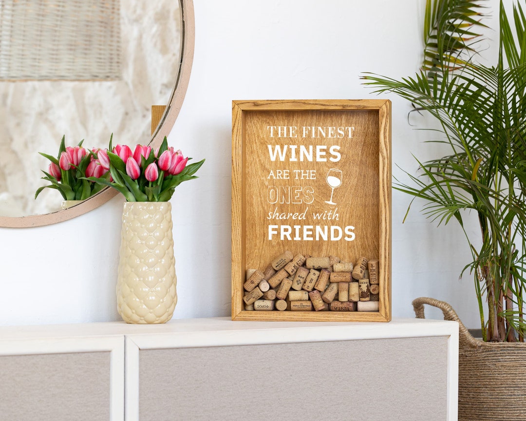 Prosecco Champagne Cork Collector Gift, Personalised Cork Box Frame